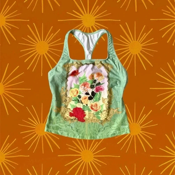 Unbranded floral roses razor back tank top size medium - Picture 1 of 7